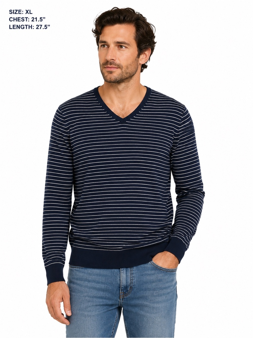 NEW Scotch & Soda Striped V-Neck Pullover